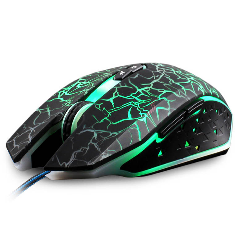 Wrangler backlit 7D 800-2000DPI wired mouse Optical Gaming Mouse with Braided wire